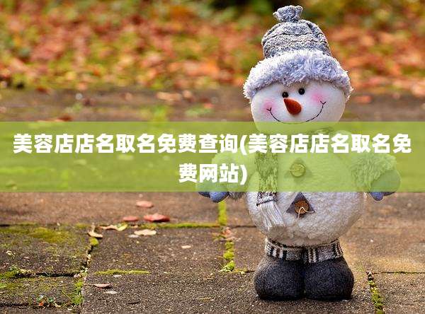 美容店店名取名免费查询(美容店店名取名免费网站)