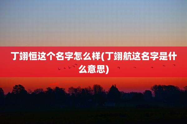 丁翊恒这个名字怎么样(丁翊航这名字是什么意思)