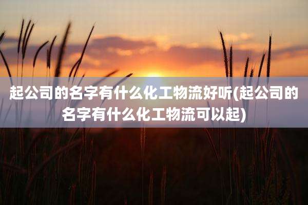 起公司的名字有什么化工物流好听(起公司的名字有什么化工物流可以起)