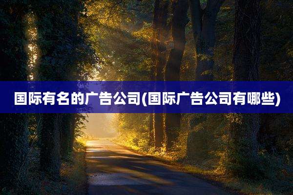 国际有名的广告公司(国际广告公司有哪些)