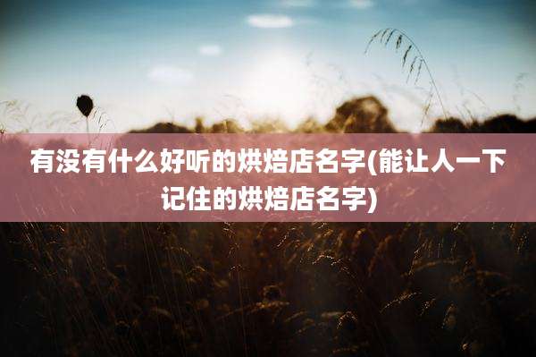 有没有什么好听的烘焙店名字(能让人一下记住的烘焙店名字)