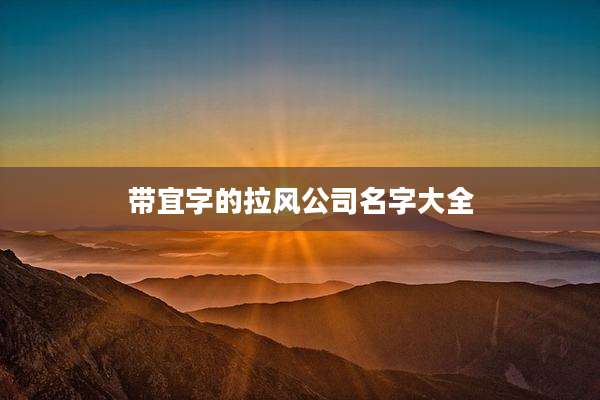 带宜字的拉风公司名字大全
