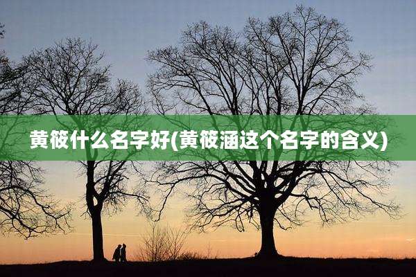 黄筱什么名字好(黄筱涵这个名字的含义)