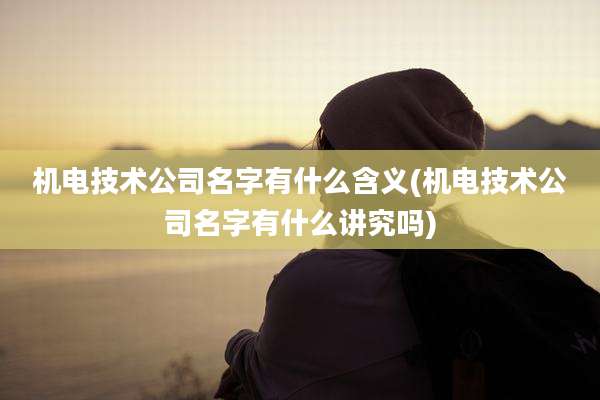 机电技术公司名字有什么含义(机电技术公司名字有什么讲究吗)