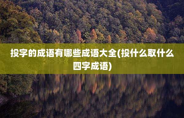 投字的成语有哪些成语大全(投什么取什么四字成语)