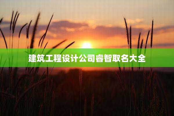 建筑工程设计公司睿智取名大全