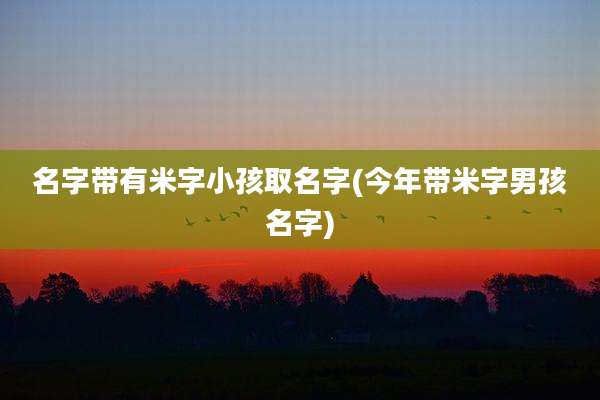 名字带有米字小孩取名字(今年带米字男孩名字)