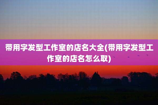 带用字发型工作室的店名大全(带用字发型工作室的店名怎么取)