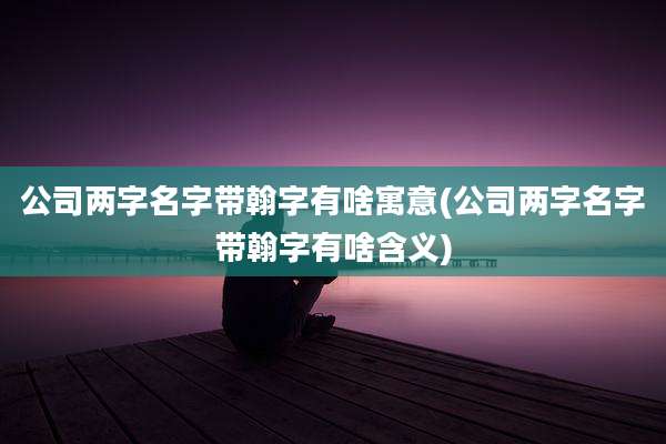 公司两字名字带翰字有啥寓意(公司两字名字带翰字有啥含义)