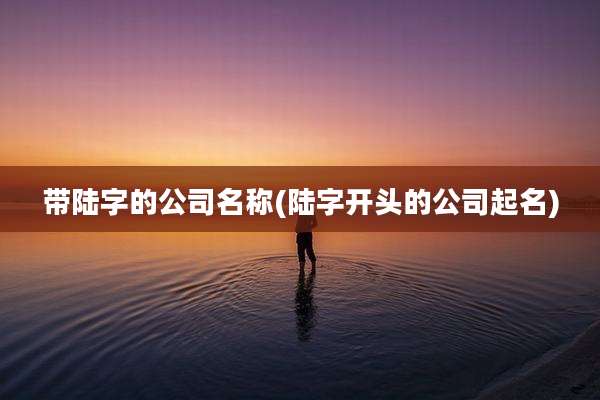 带陆字的公司名称(陆字开头的公司起名)