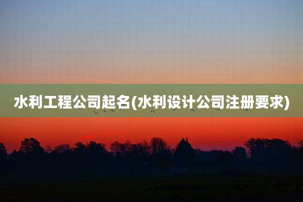水利工程公司起名(水利设计公司注册要求)