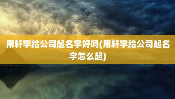 用轩字给公司起名字好吗(用轩字给公司起名字怎么起)