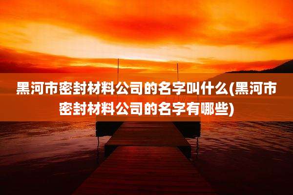 黑河市密封材料公司的名字叫什么(黑河市密封材料公司的名字有哪些)