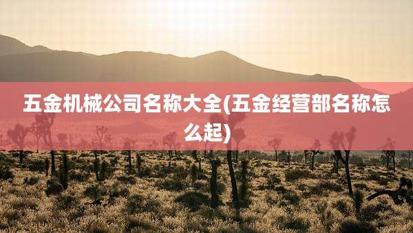五金机械公司名称大全(五金经营部名称怎么起)