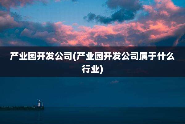 产业园开发公司(产业园开发公司属于什么行业)