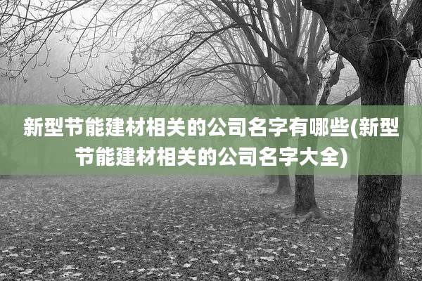 新型节能建材相关的公司名字有哪些(新型节能建材相关的公司名字大全)