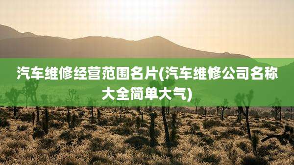 汽车维修经营范围名片(汽车维修公司名称大全简单大气)