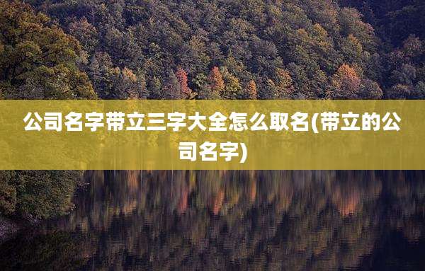公司名字带立三字大全怎么取名(带立的公司名字)
