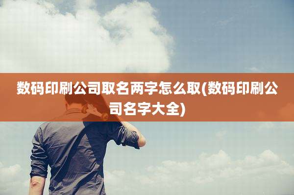 数码印刷公司取名两字怎么取(数码印刷公司名字大全)