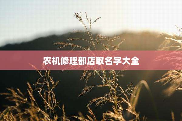 农机修理部店取名字大全