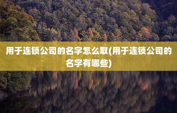用于连锁公司的名字怎么取(用于连锁公司的名字有哪些)