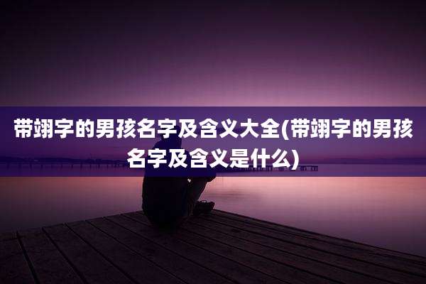 带翊字的男孩名字及含义大全(带翊字的男孩名字及含义是什么)