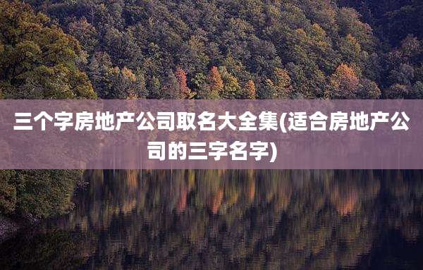 三个字房地产公司取名大全集(适合房地产公司的三字名字)