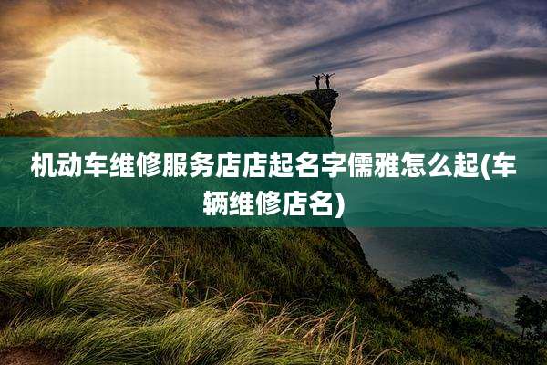机动车维修服务店店起名字儒雅怎么起(车辆维修店名)