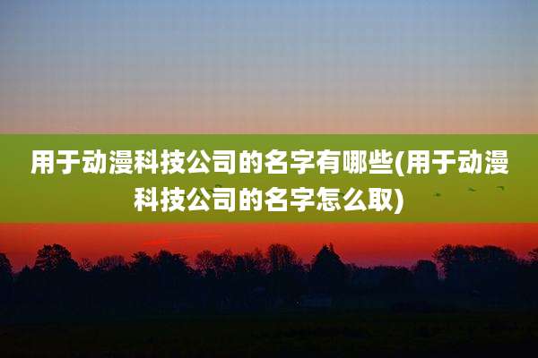 用于动漫科技公司的名字有哪些(用于动漫科技公司的名字怎么取)