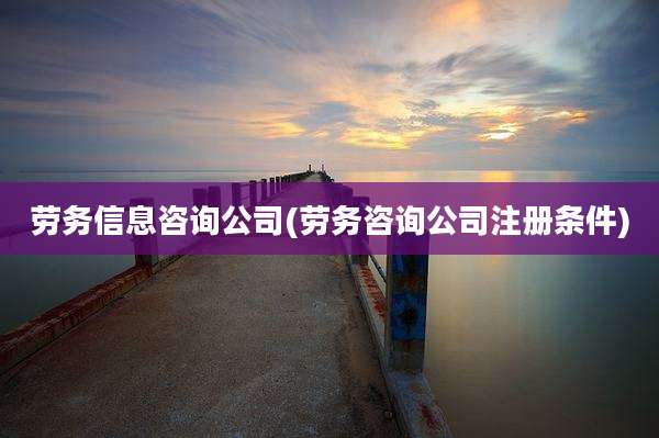 劳务信息咨询公司(劳务咨询公司注册条件)