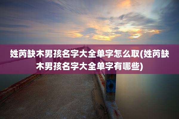 姓芮缺木男孩名字大全单字怎么取(姓芮缺木男孩名字大全单字有哪些)