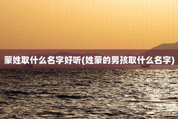 蒙姓取什么名字好听(姓蒙的男孩取什么名字)