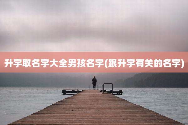 升字取名字大全男孩名字(跟升字有关的名字)