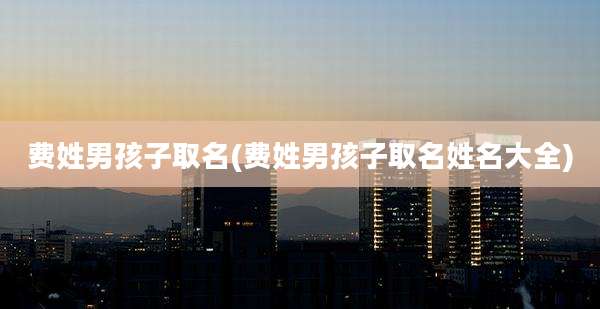 费姓男孩子取名(费姓男孩子取名姓名大全)