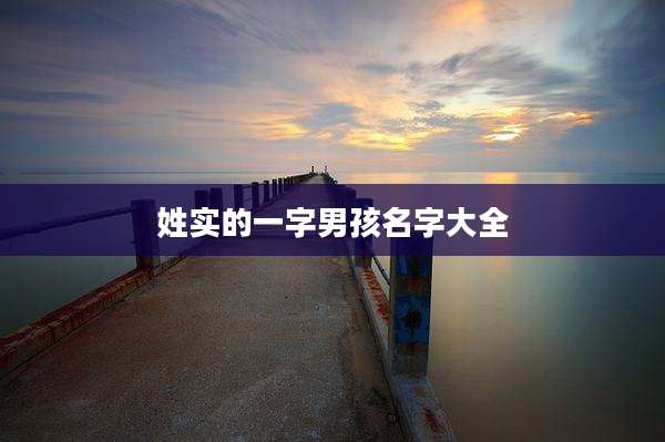 姓实的一字男孩名字大全