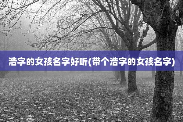 浩字的女孩名字好听(带个浩字的女孩名字)