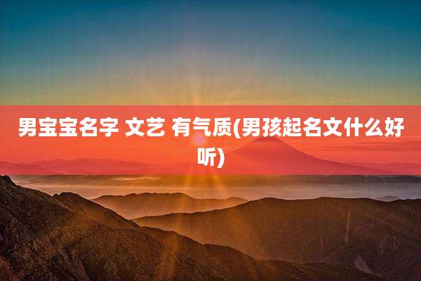 男宝宝名字 文艺 有气质(男孩起名文什么好听)