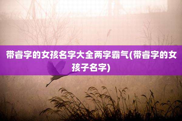 带睿字的女孩名字大全两字霸气(带睿字的女孩子名字)
