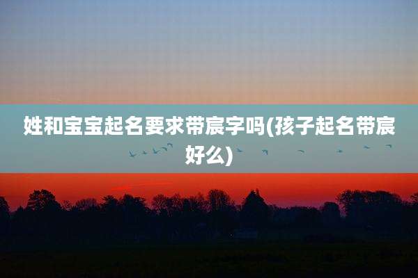 姓和宝宝起名要求带宸字吗(孩子起名带宸好么)