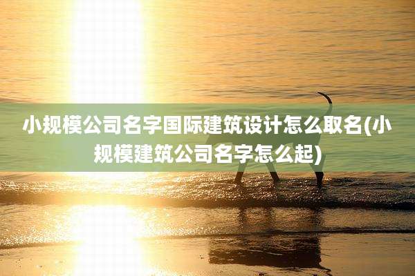 小规模公司名字国际建筑设计怎么取名(小规模建筑公司名字怎么起)