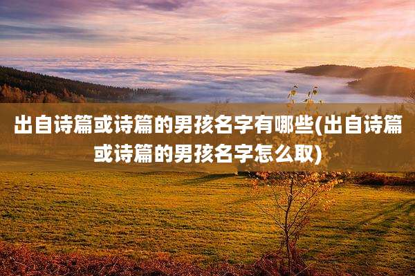 出自诗篇或诗篇的男孩名字有哪些(出自诗篇或诗篇的男孩名字怎么取)