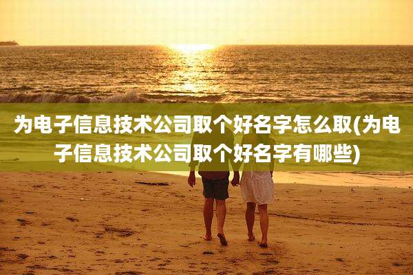为电子信息技术公司取个好名字怎么取(为电子信息技术公司取个好名字有哪些)