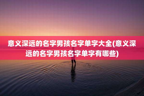 意义深远的名字男孩名字单字大全(意义深远的名字男孩名字单字有哪些)