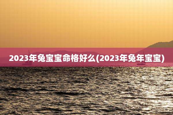 2023年兔宝宝命格好么(2023年兔年宝宝)