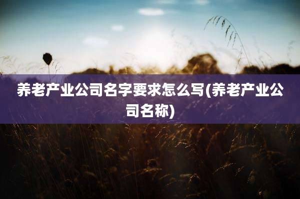 养老产业公司名字要求怎么写(养老产业公司名称)