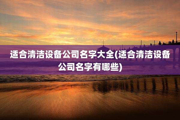 适合清洁设备公司名字大全(适合清洁设备公司名字有哪些)