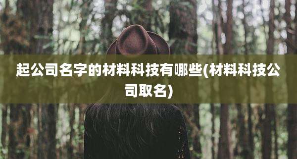 起公司名字的材料科技有哪些(材料科技公司取名)