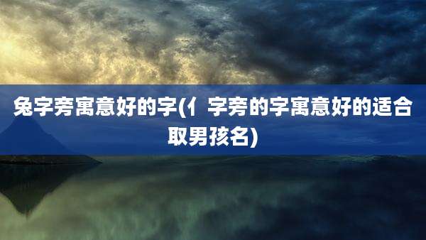 兔字旁寓意好的字(亻字旁的字寓意好的适合取男孩名)