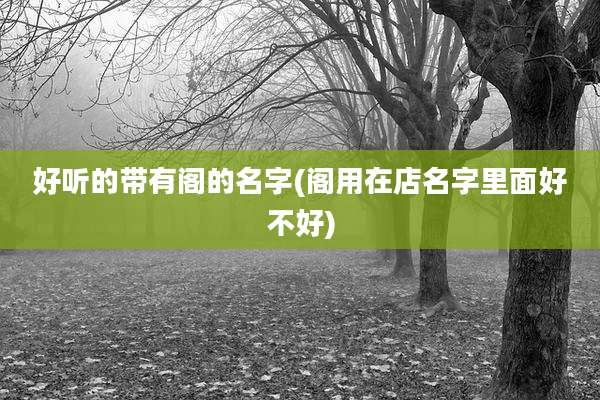 好听的带有阁的名字(阁用在店名字里面好不好)
