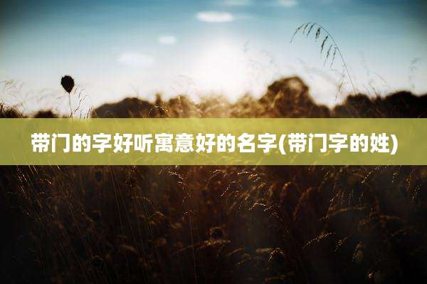 带门的字好听寓意好的名字(带门字的姓)